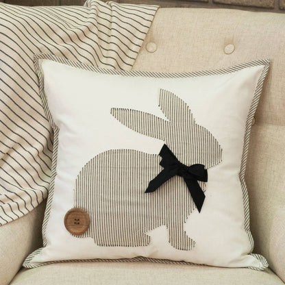Ticking Black Bunny Pillow Cover 18Lx18W