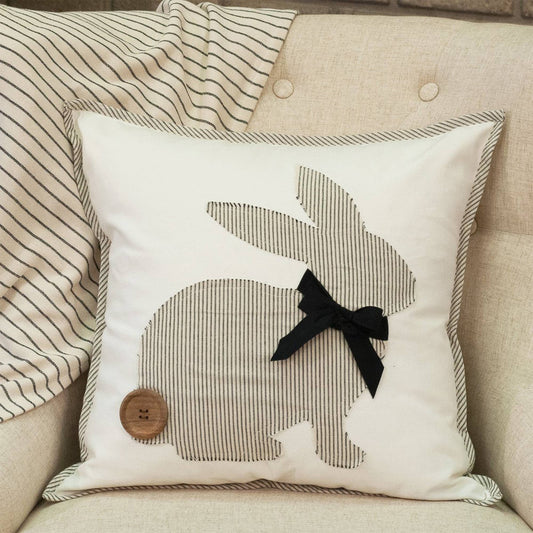 Ticking Black Bunny Pillow Cover 18Lx18W