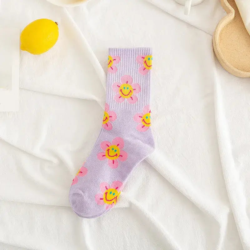 Smiley Face Flower Socks