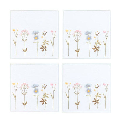 Floral Glass Coaster Set