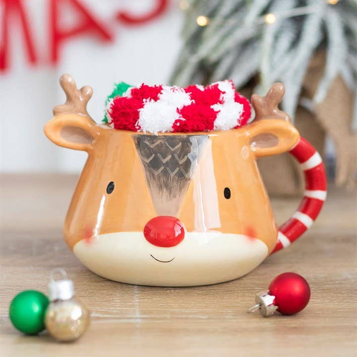 Christmas Reindeer Mug and Socks Set