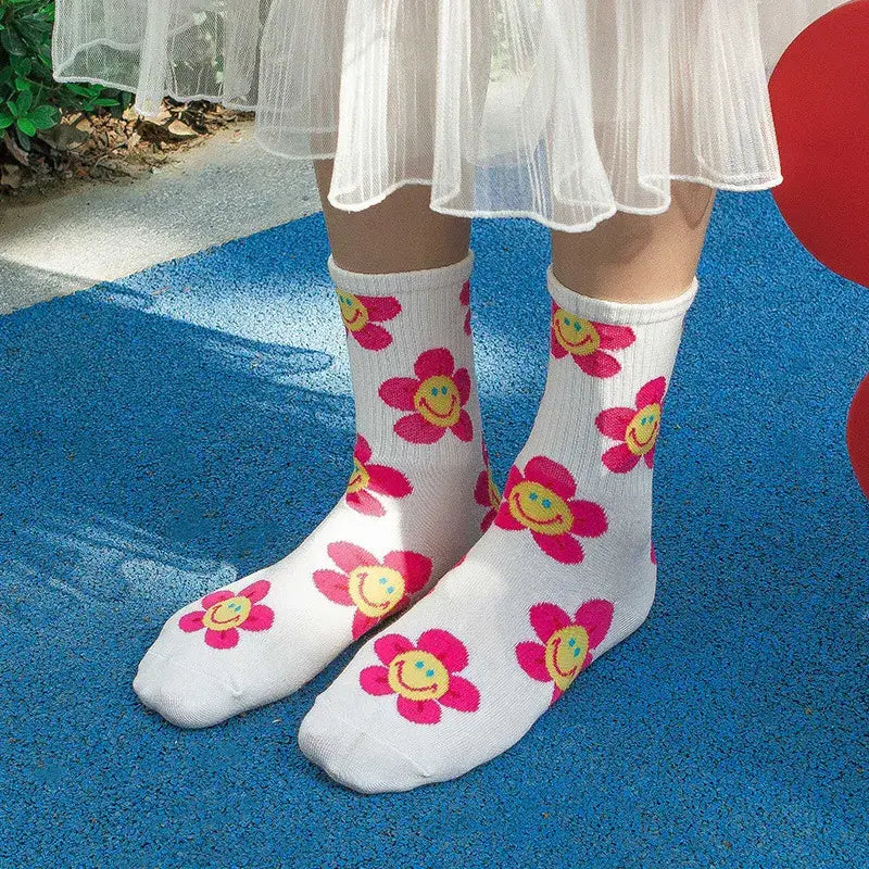 Smiley Face Flower Socks