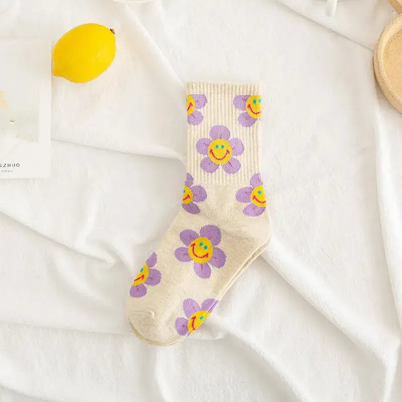 Smiley Face Flower Socks