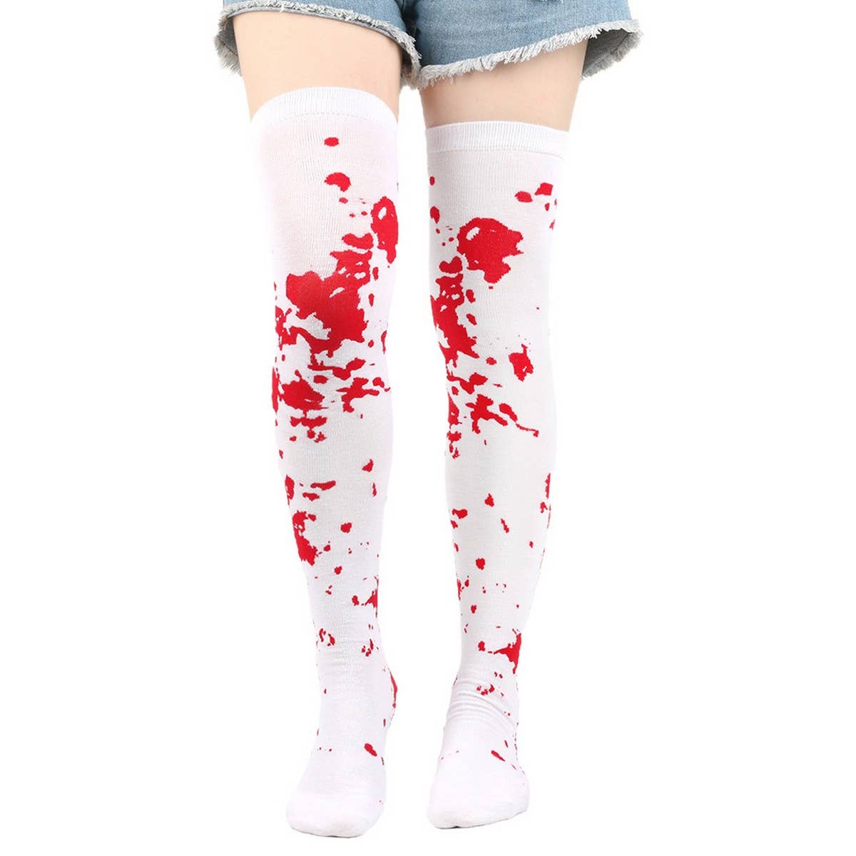 Halloween Skull Bat Bleeding Through Knee Socks