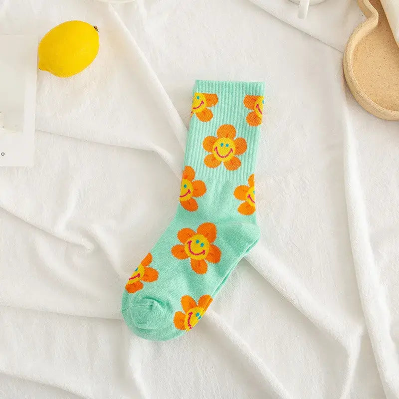 Smiley Face Flower Socks