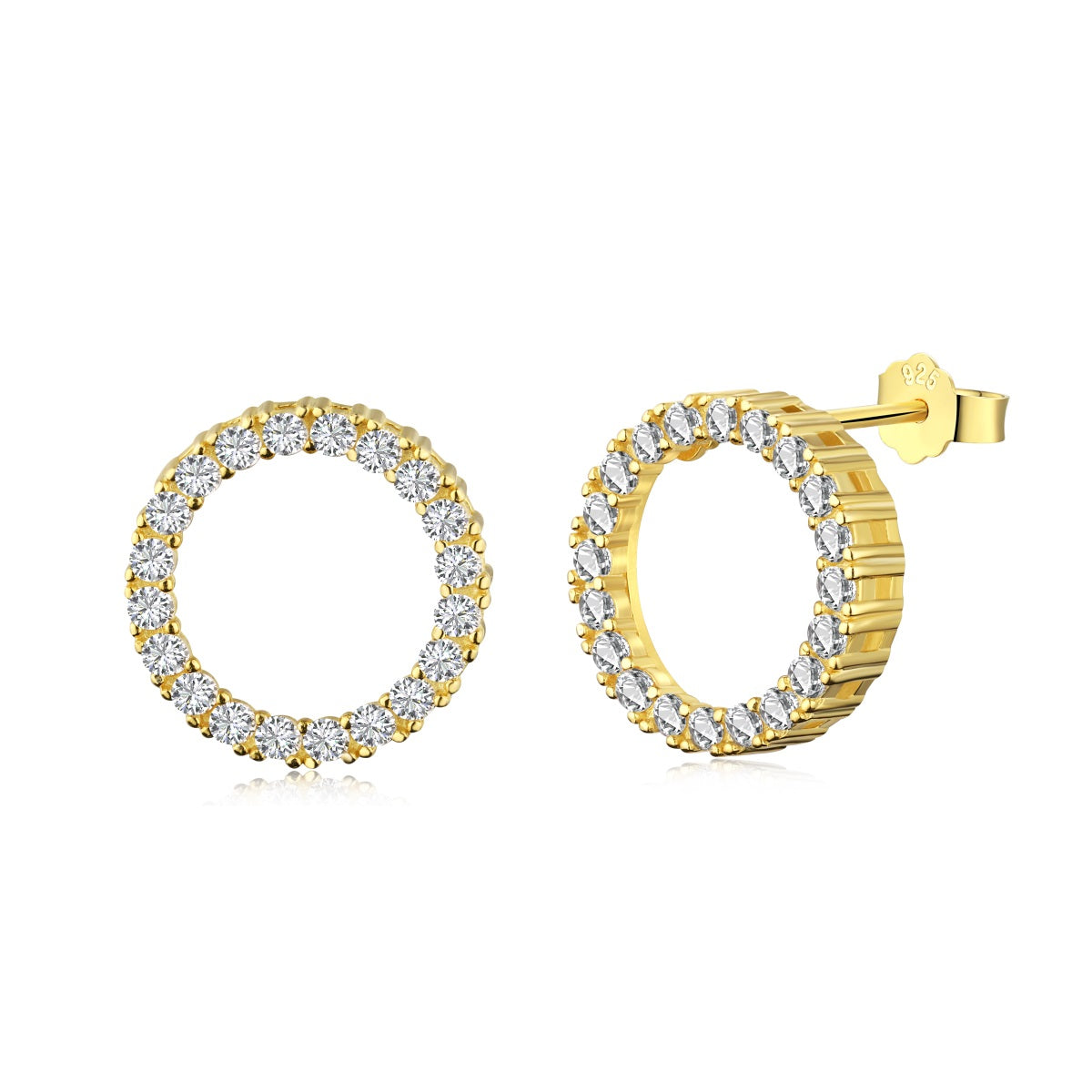 Round Cubic Zircon Stud Earrings