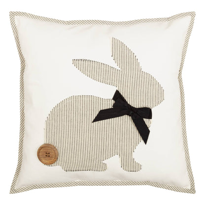 Ticking Black Bunny Pillow Cover 18Lx18W