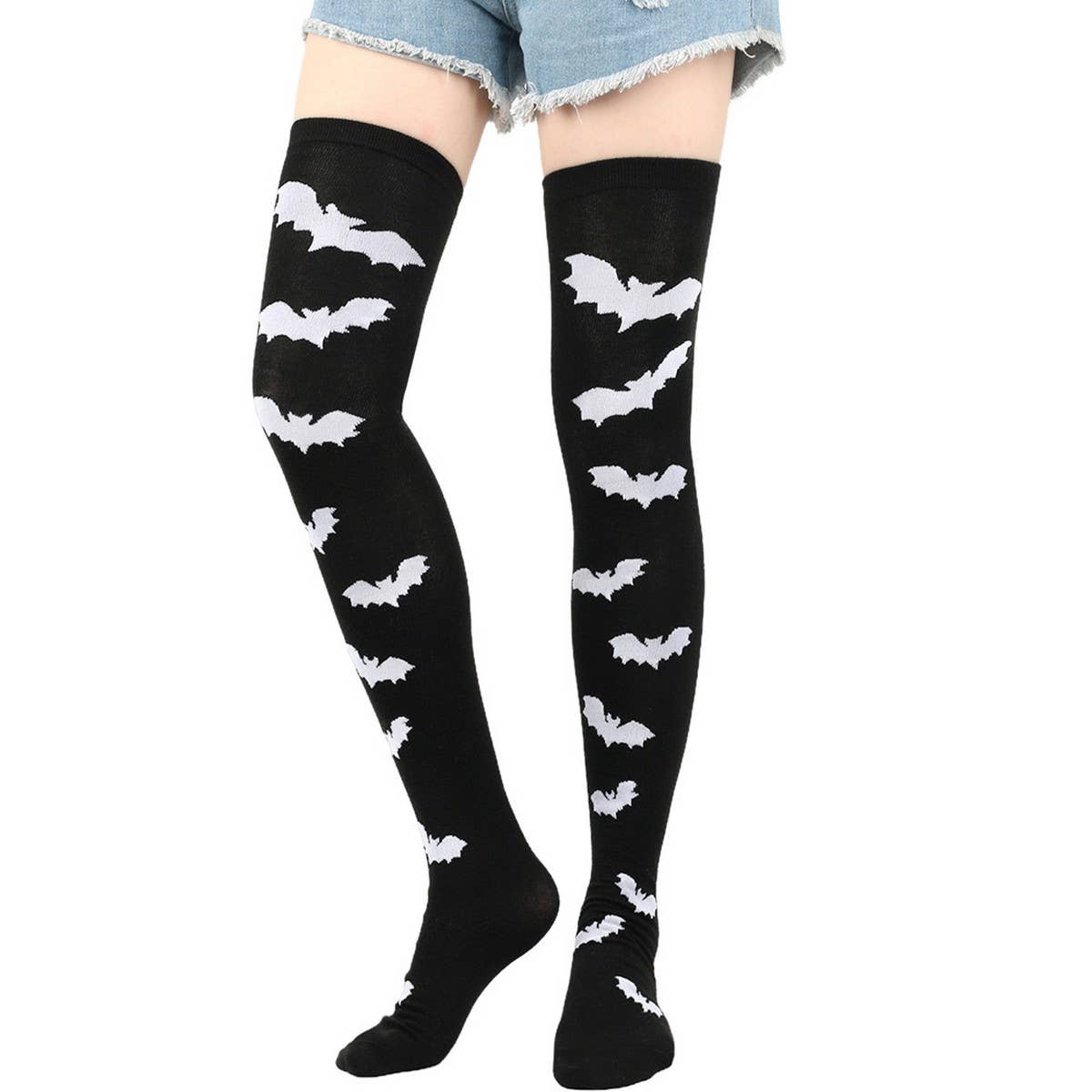 Halloween Skull Bat Bleeding Through Knee Socks