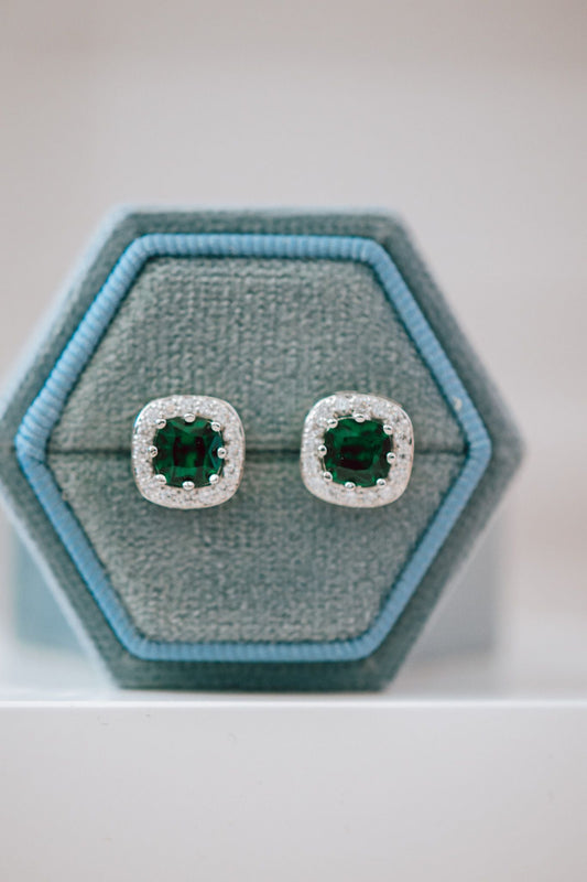 Essia Green Stud Earrings