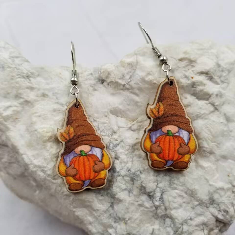 Fall Gnome Pumpkin Earrings