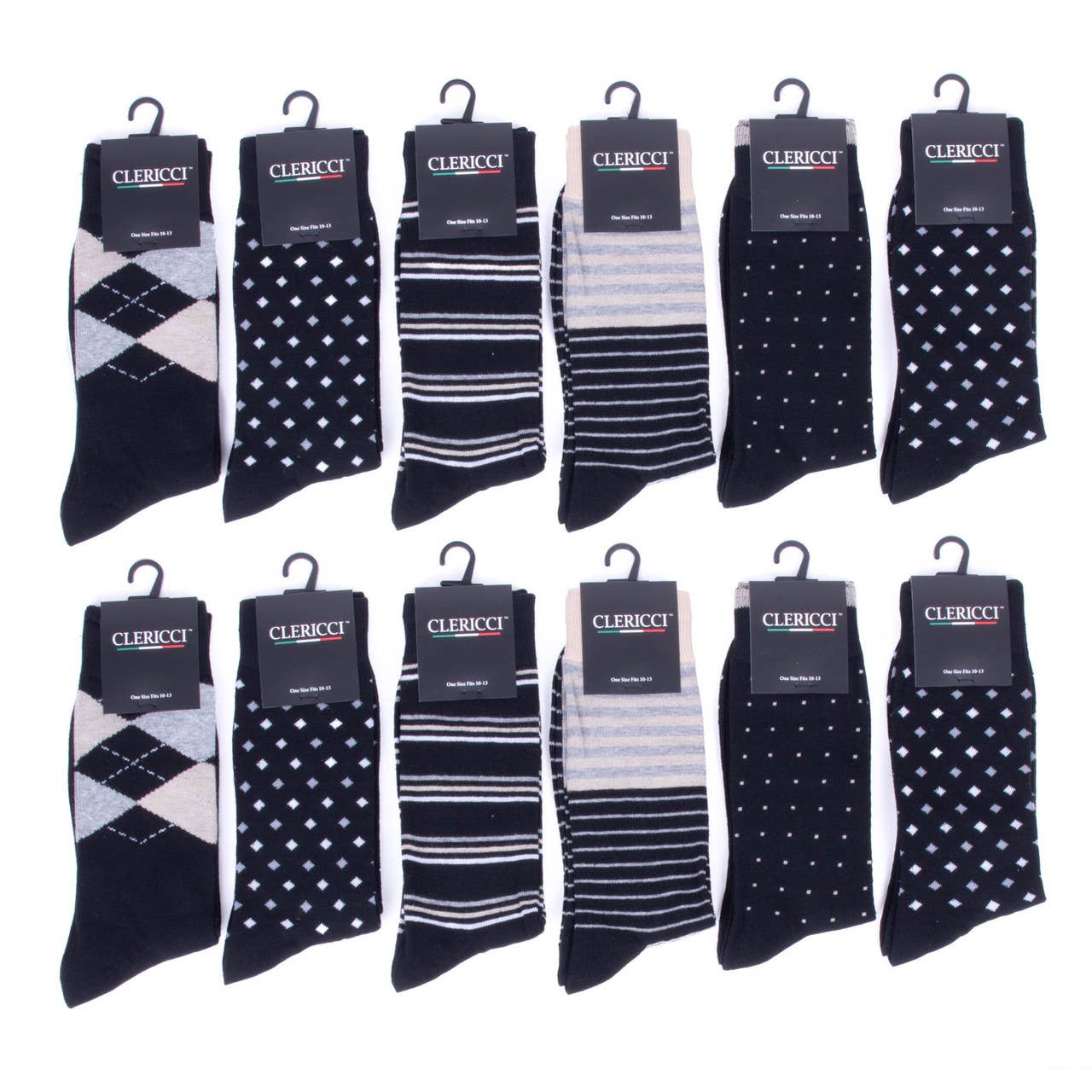 Men Black Fancy Pattern Poly Socks