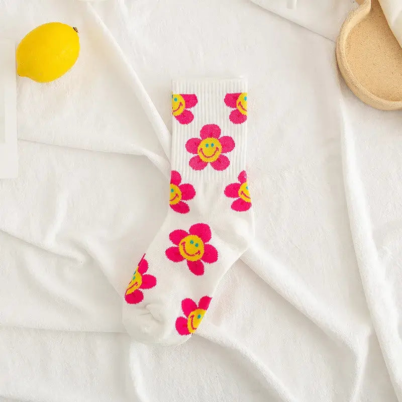 Smiley Face Flower Socks