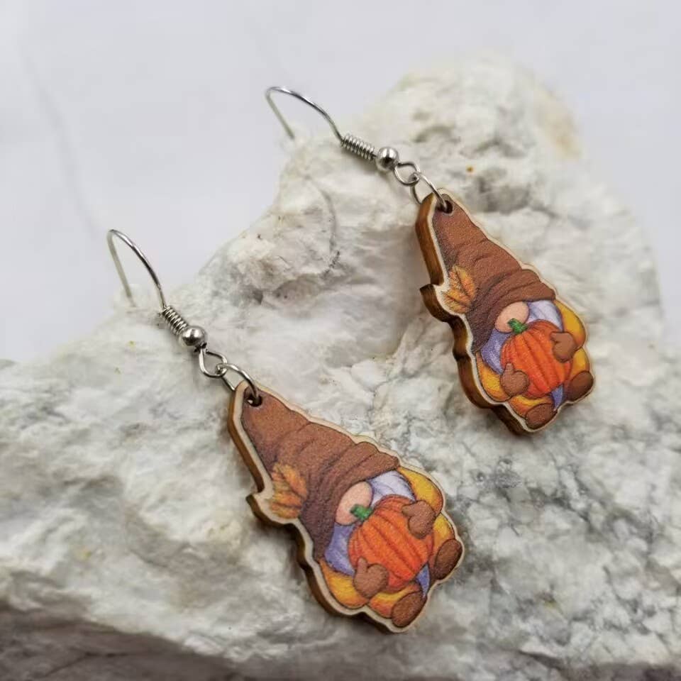 Fall Gnome Pumpkin Earrings