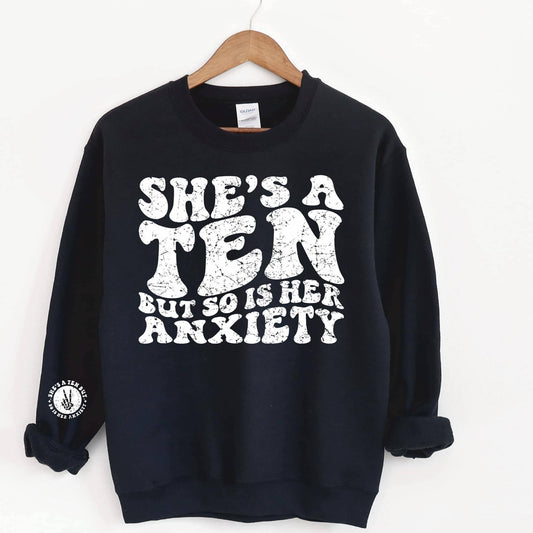 SHE’S A TEN WITH SLEEVE ACCENT SWEATSHIRT